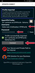 Connection openvpn android