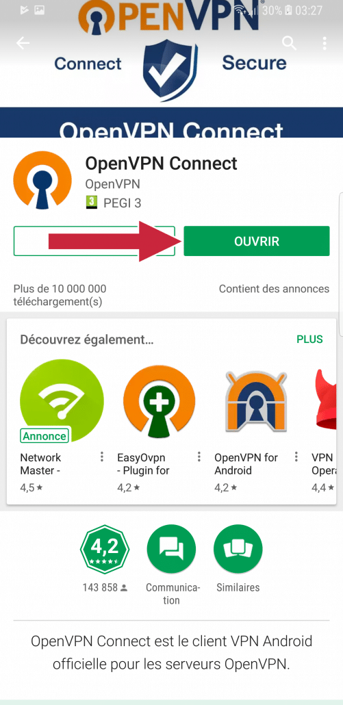 instal the new for android OpenVPN Client 2.6.5